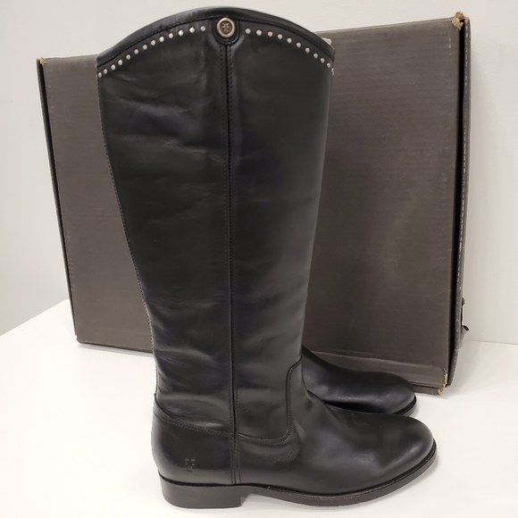 Frye Women's Melissa Button Stud Black Leather Boot US 6M - Picture 5 of 8